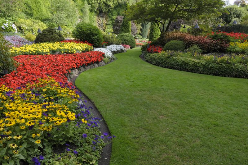 Lush Garden with Flower Beds